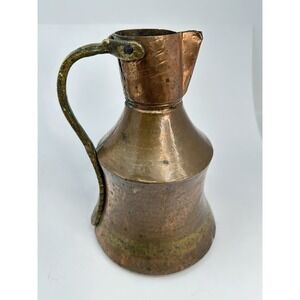 Vintage Hammered Copper Pitcher 10" W Handle Old World Copper By Imax